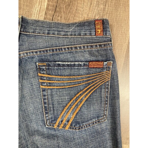 7 For All Mankind Jeans Womens 34x32 Blue Dojo Denim Flare Wide Leg Low Rise Y2K - Picture 3 of 7